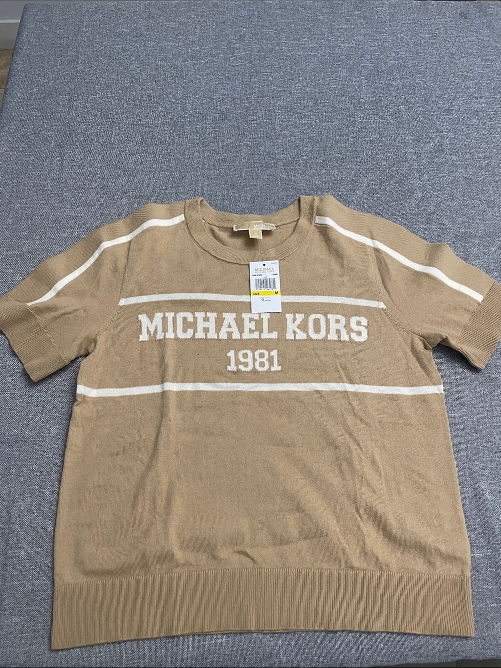 Michael Kors Kids Tan Short-Sleeve Logo Knit Tee
